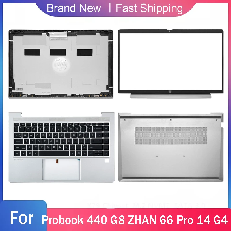 حافظة سفلية جديدة لجهاز HP Probook 440 G8 ZHAN 66 Pro 14 G4 للكمبيوتر المحمول LCD الغطاء الخلفي الحافة الأمامية Palmrest غطاء المفصلي العلوي الغطاء الخلفي