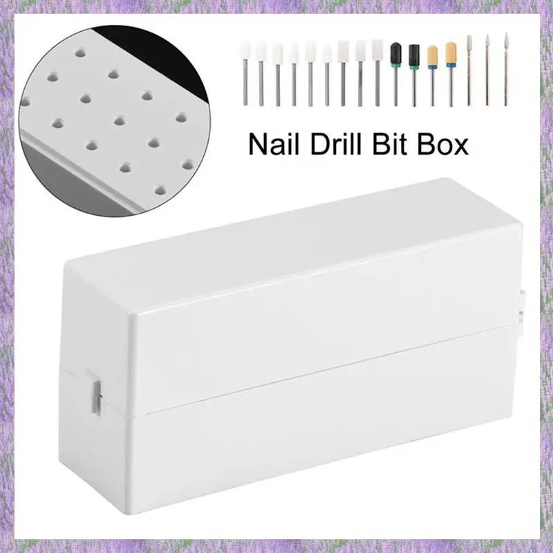 

A63K-4X Nail Drill Bits Holder Dustproof Stand Displayer Organizer Container 30 Holes Manicure Tools Acrylic Cover Case