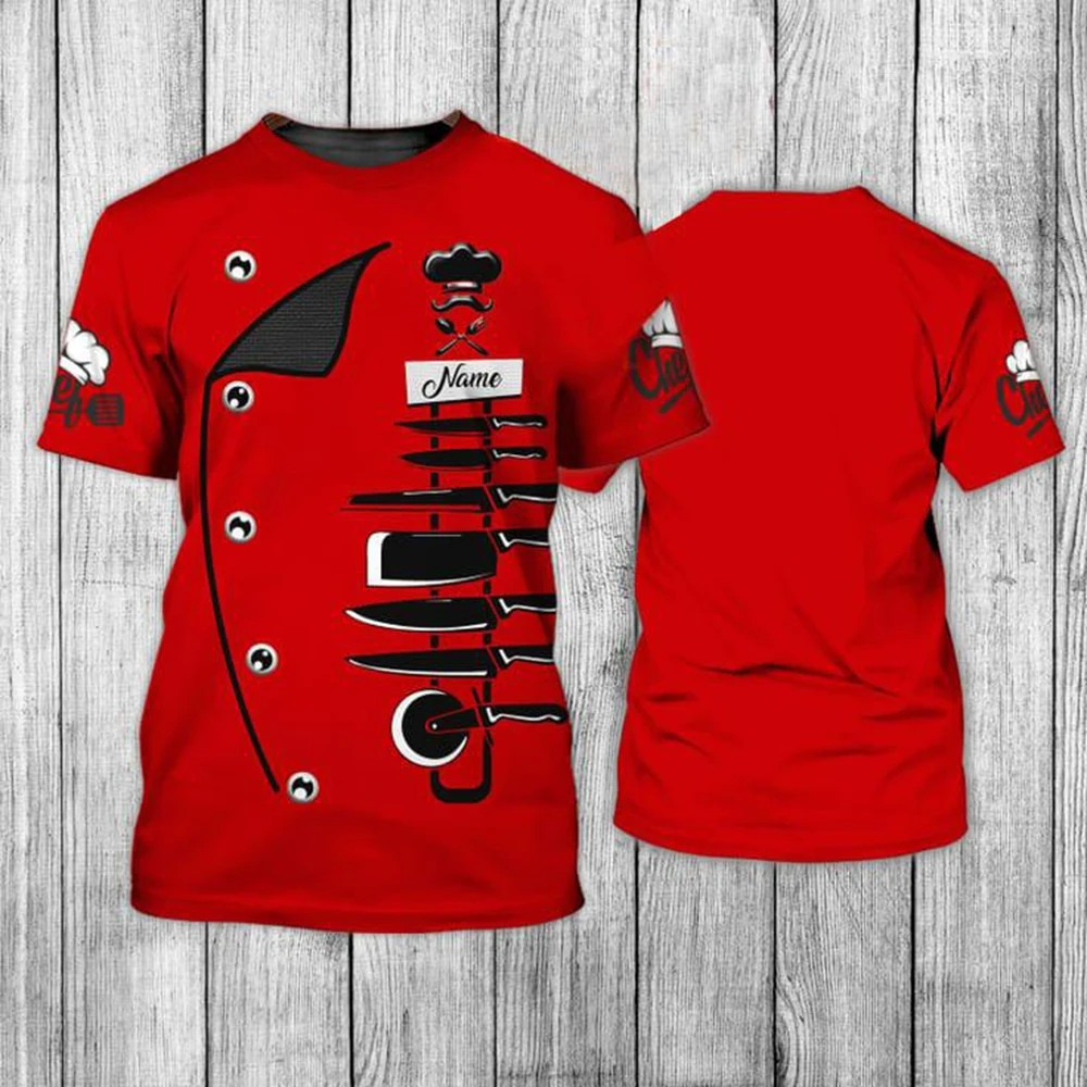 Summer fashion chef and his tools 3D print uniforms, personalized creativity, comfortable T-shirts