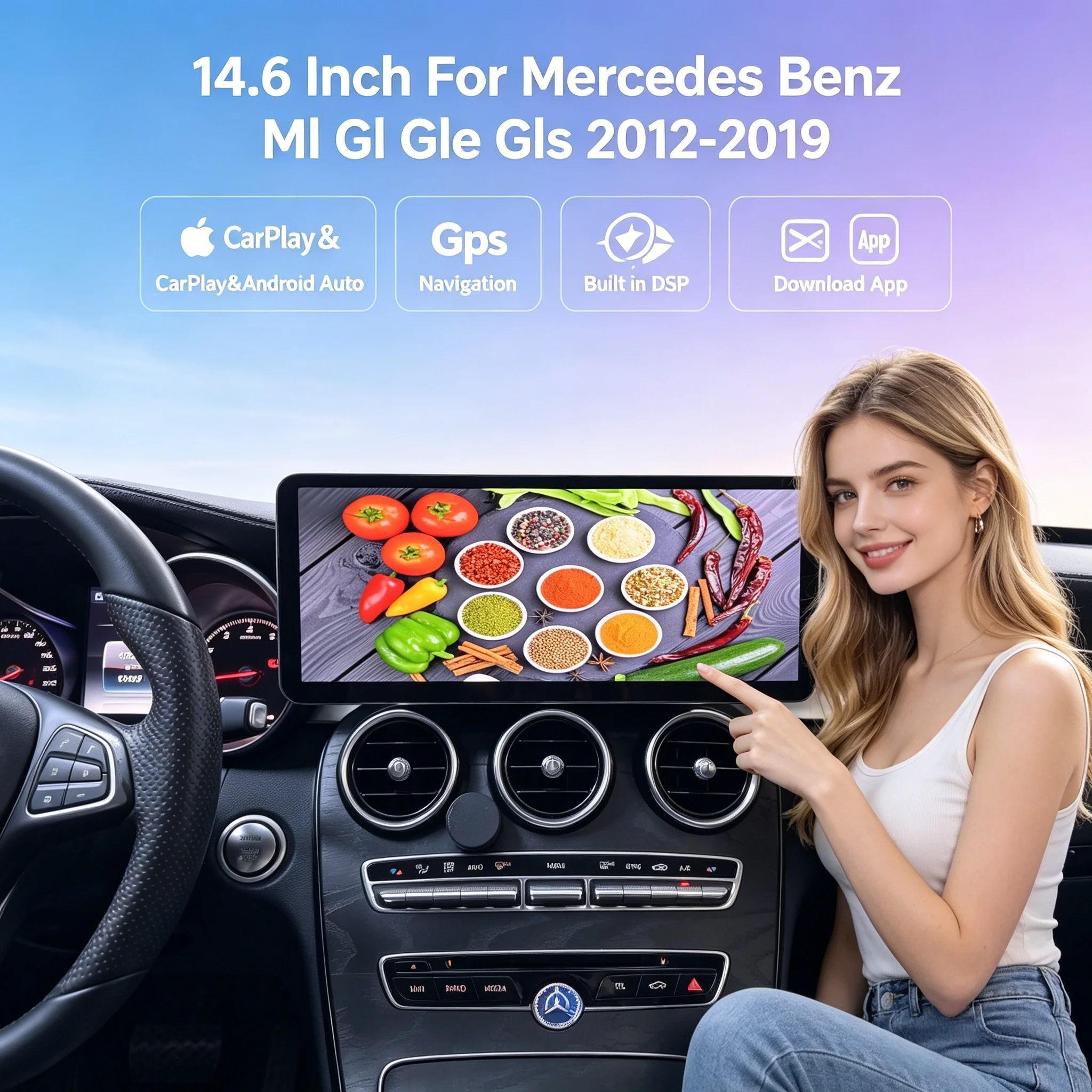 

14.6" For Mercedes Benz Ml Gl Gle Gls 2012-2019 Car Radio Android Multimedia Screen GPS Carplay LCD Dashboard Panel Instrument