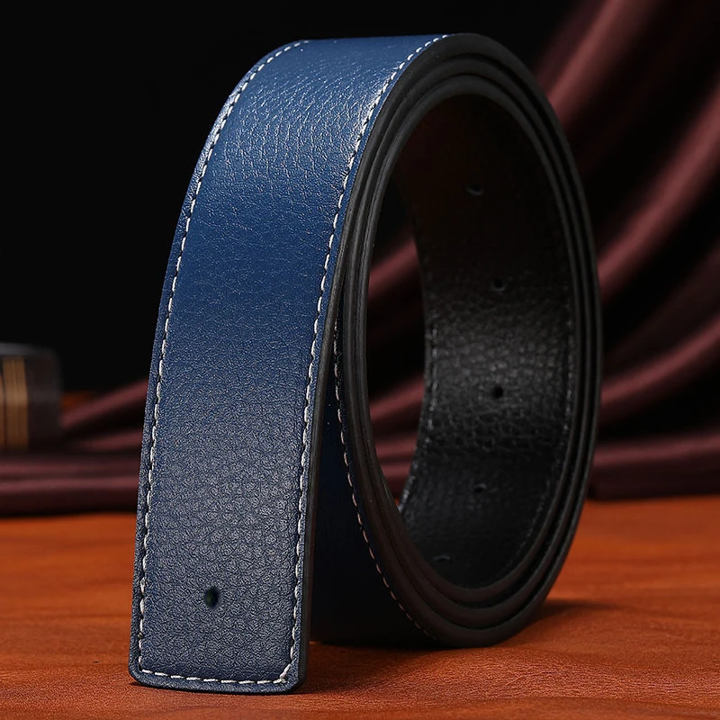 Herren-Gürtel mit 3,7 cm breiter, perforierter Glattschnalle – Modischer, vielseitiger Business-Gürtel mit H-Buchstaben-Ersatzschnalle und separatem Gürtelband – Detail 11