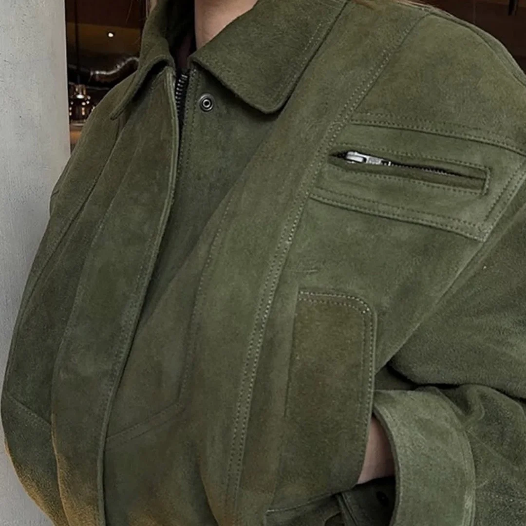 2025 Spring Trendy Women s Short Biker Jacket Retro Cool Loose Fit High End Fashion Outerwear Top