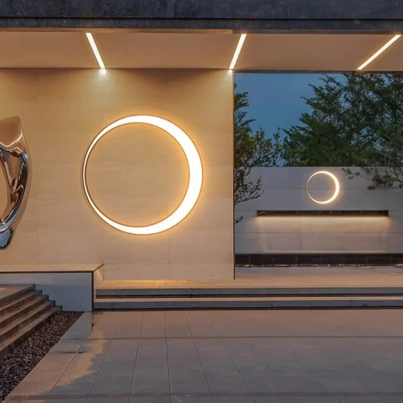 Outdoor Lighting Waterproof IP65 Stainless steel Round Moon Lamp for Street Garden 11W 19W 24W 36W Creative External Wall Sconce