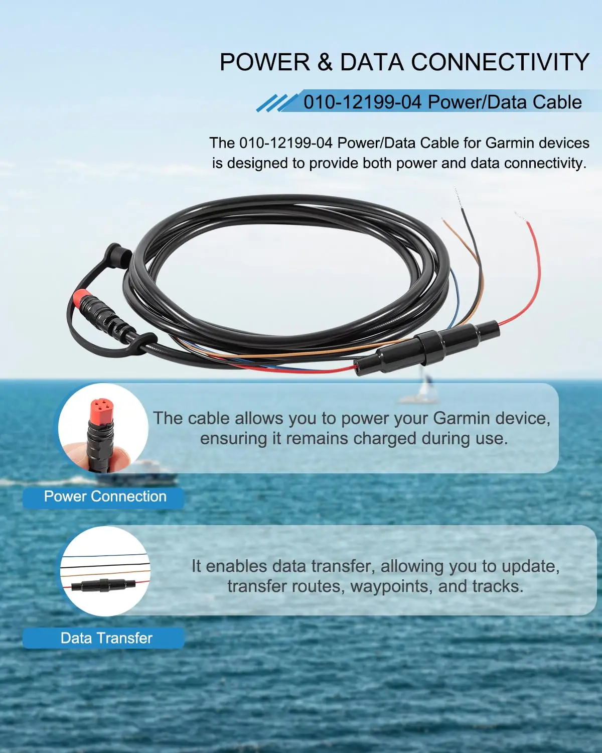 010-12199-04 Power/Data Cable Quick Connect Adaptor 4Xdv Compatible with Echo, Striker Plus, Striker Vivid, Striker 4 Fishfinder