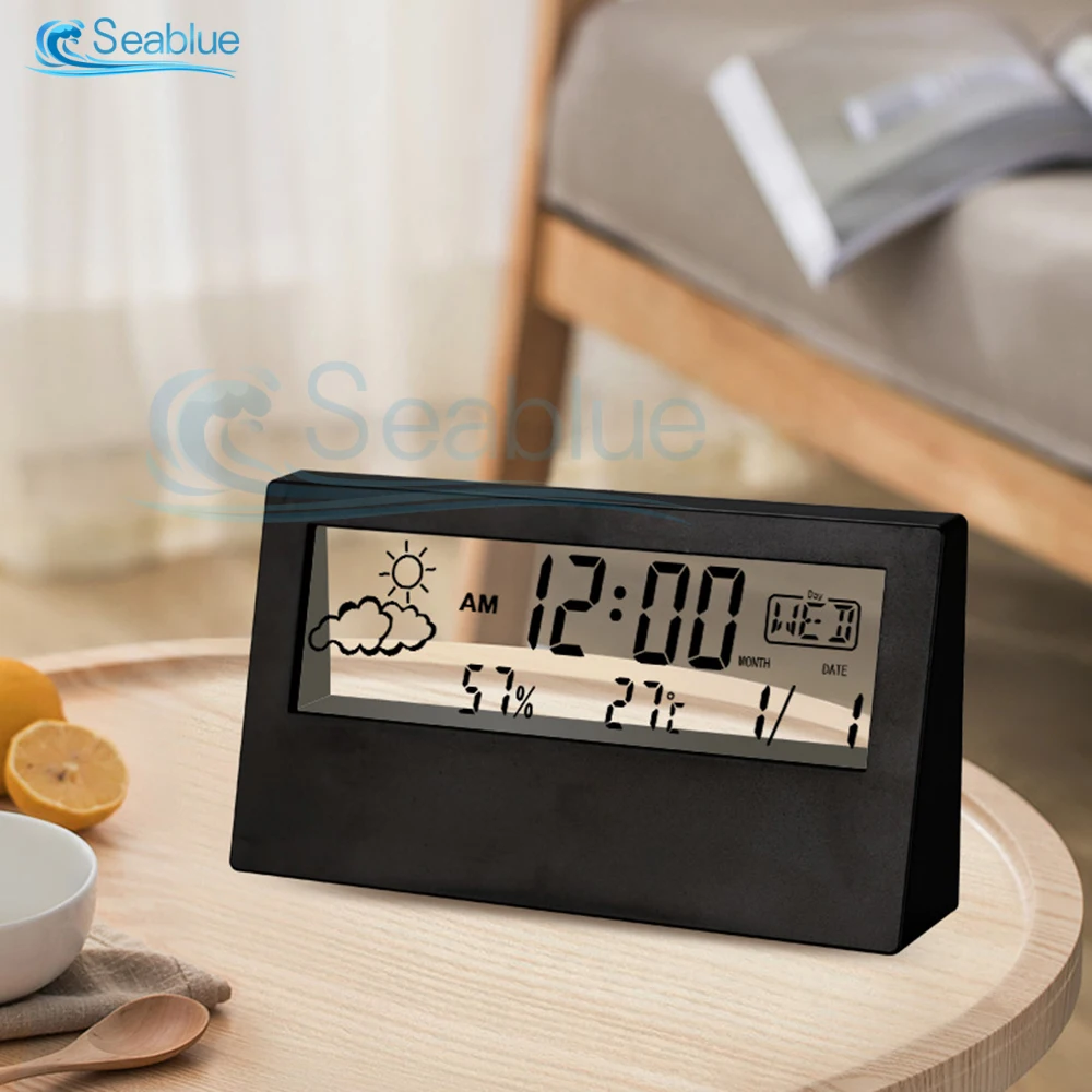 Electronic Alarm Clock Temperature And Humidity Meter Lcd Display Small Alarm Clock Humidity Tester Desktop Temperature Tester