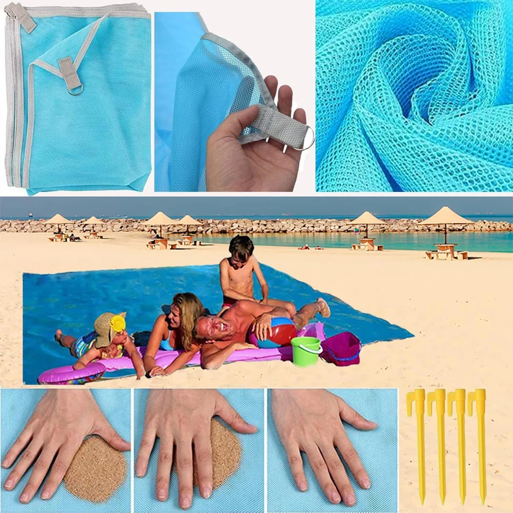 

2m*2m Camping Sandless Magic Beach Sand Free Mat Travel Outdoor Picnic Large Mattress Waterproof Bag Blanket Foldable