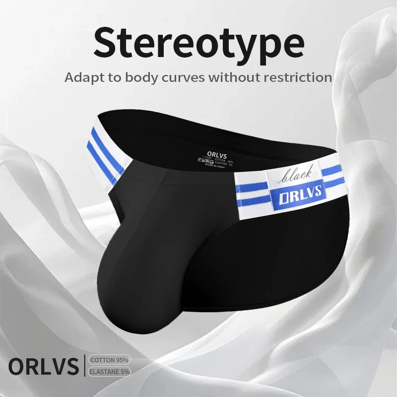 1/2/3/4 SZT. Męskie slipy, letni hit, wysokie wycięcie, trójkątne majtki, bawełniana tkanina, bikini, granatowe paski, elastyczna gumka, bielizna