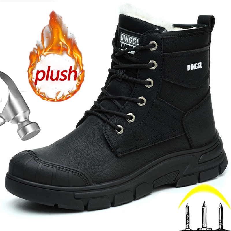

Winter boots Safety Shoes Men leather boots Steel toe shoes Work Boots Indestructible shoes Security Protection Boots Men shoes