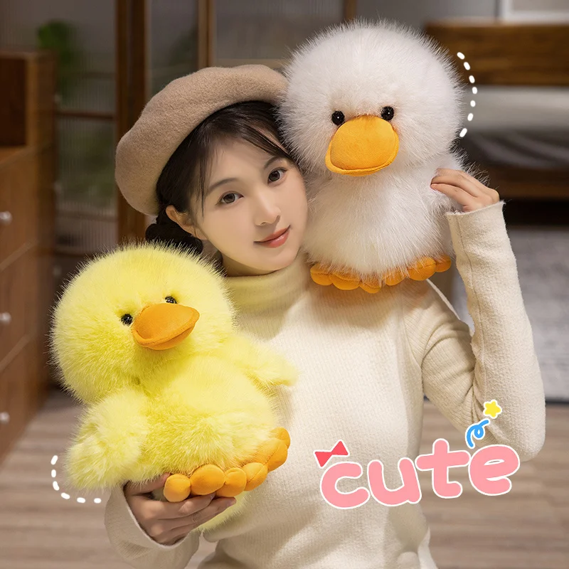 1Pc 25/30cm Lovely Furry Duck Plush Doll Cute Explosive Hair Duck Plush Toy Stuffed Soft Animal Pillow Nice Gift