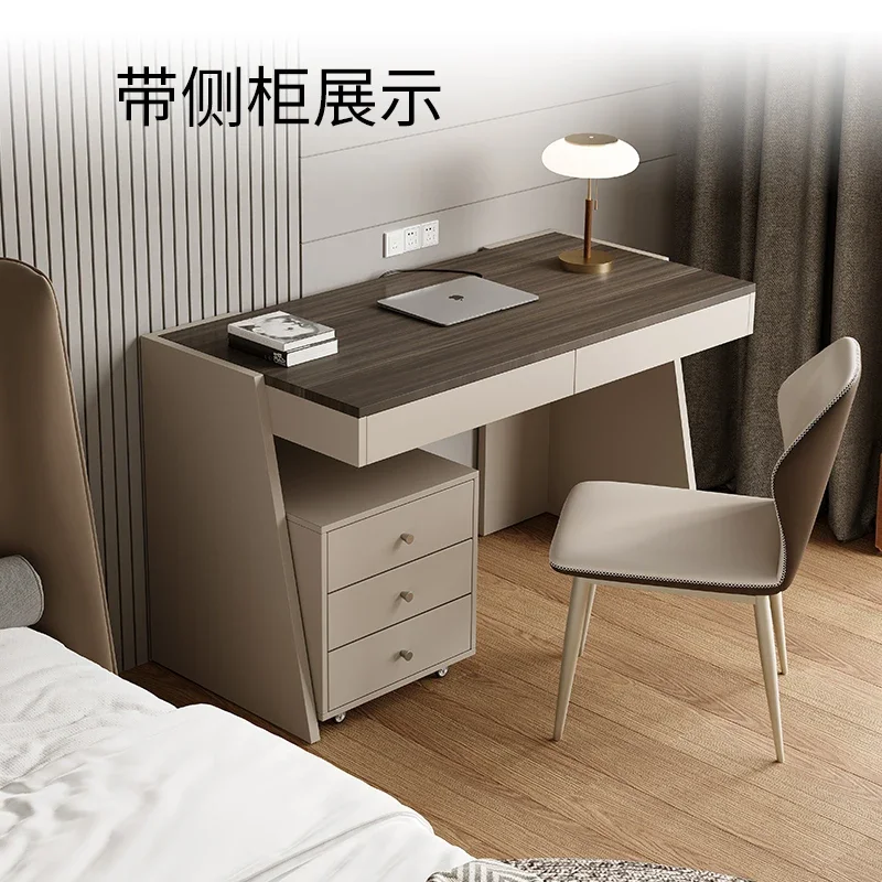 

Italian minimalist desk light luxury modern bedroom bedside computer table dresser integrated solid wood home study table