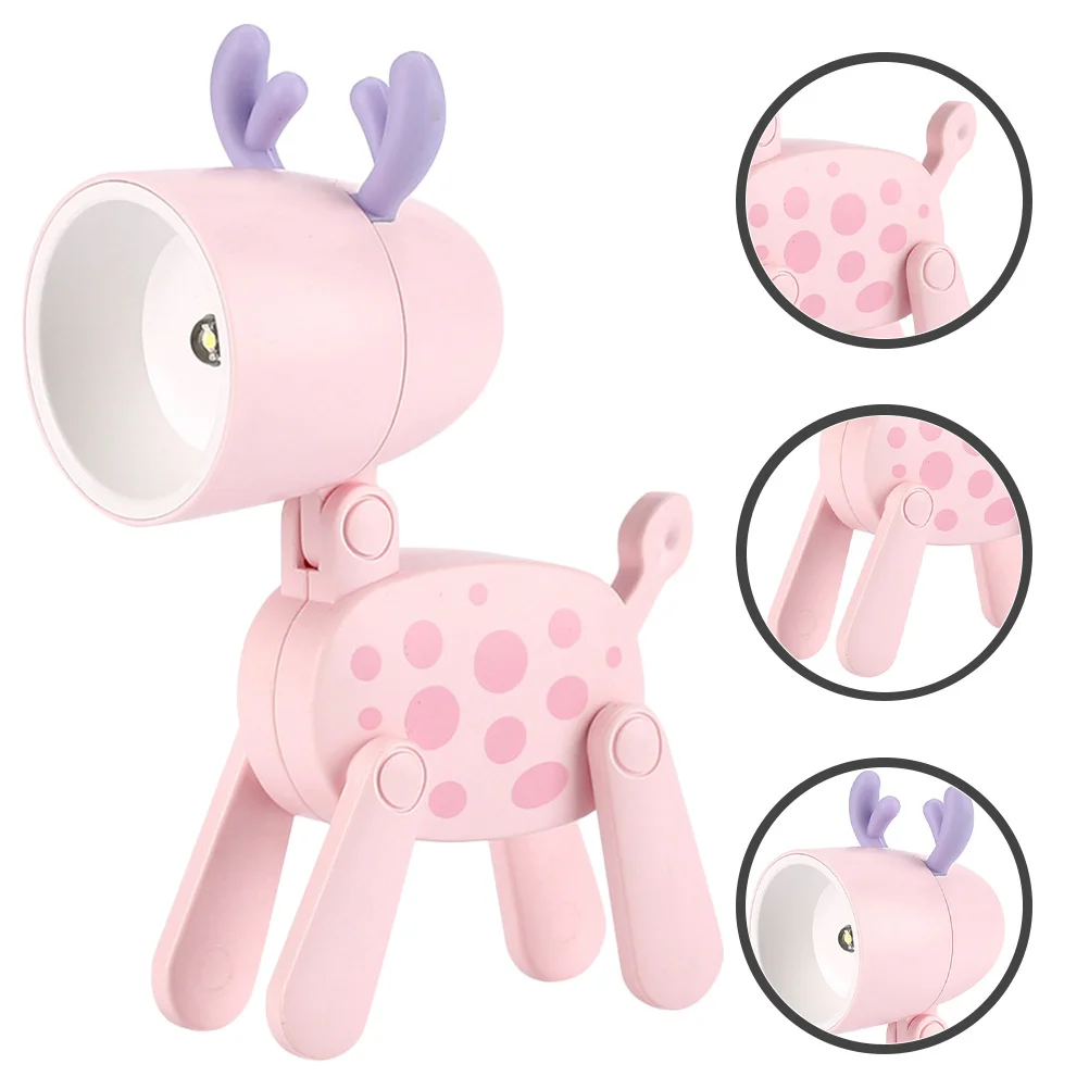 

Deer Night Lamp Bedroom LED Night Light Cartoon Design Adjustable Head Warm Soft Light Bedside Table Lamp
