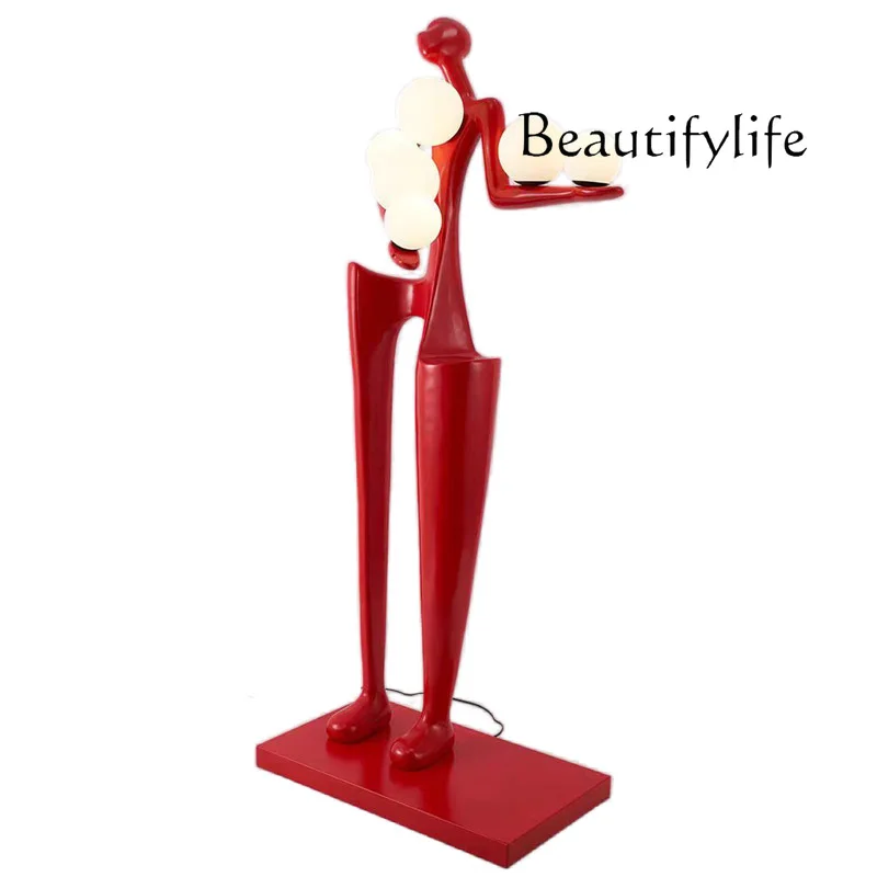 Modern creative glass fiber reinforced plastic floor figure with lamp art ornament