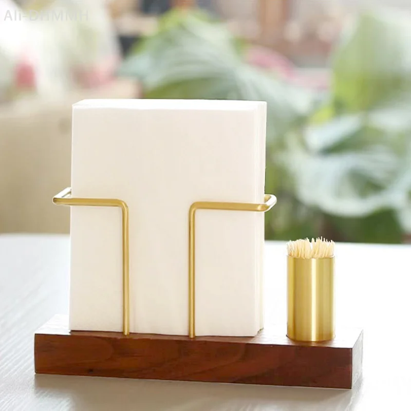 

Desktop Solid Wood Paper Towel Rack Hotel Table Coffee Shop Decoration Napkin Rack Light Luxury Paper Towel Seat