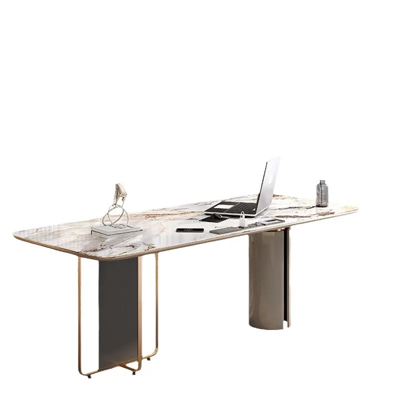 

Italian light luxury rock slab desk simple modern home