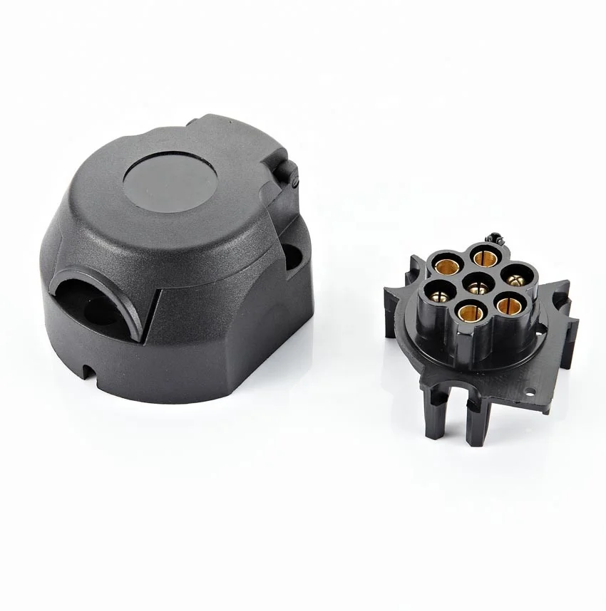 12V Waterproof 7-Pin Trailer Plug & Socket Flat/Round Adapter for Trucks RVs Cars Boats