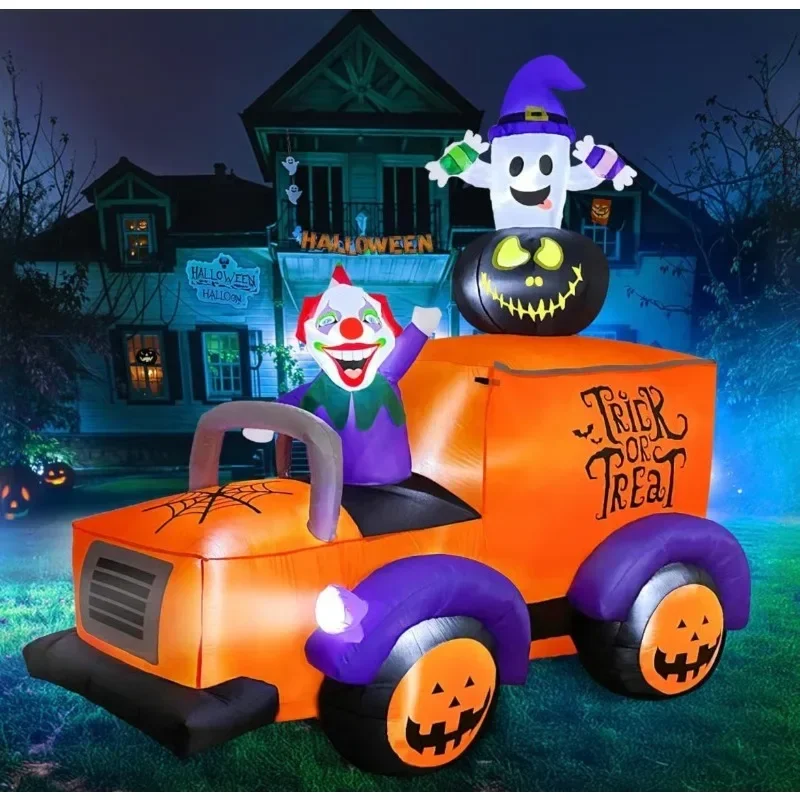 8FT هالوين نفخ اللعب مهرج شبح شاحنة المدمج في المصابيح هالوين مخيف لحديقة ساحة الطرف الديكور نفخ نموذج #4