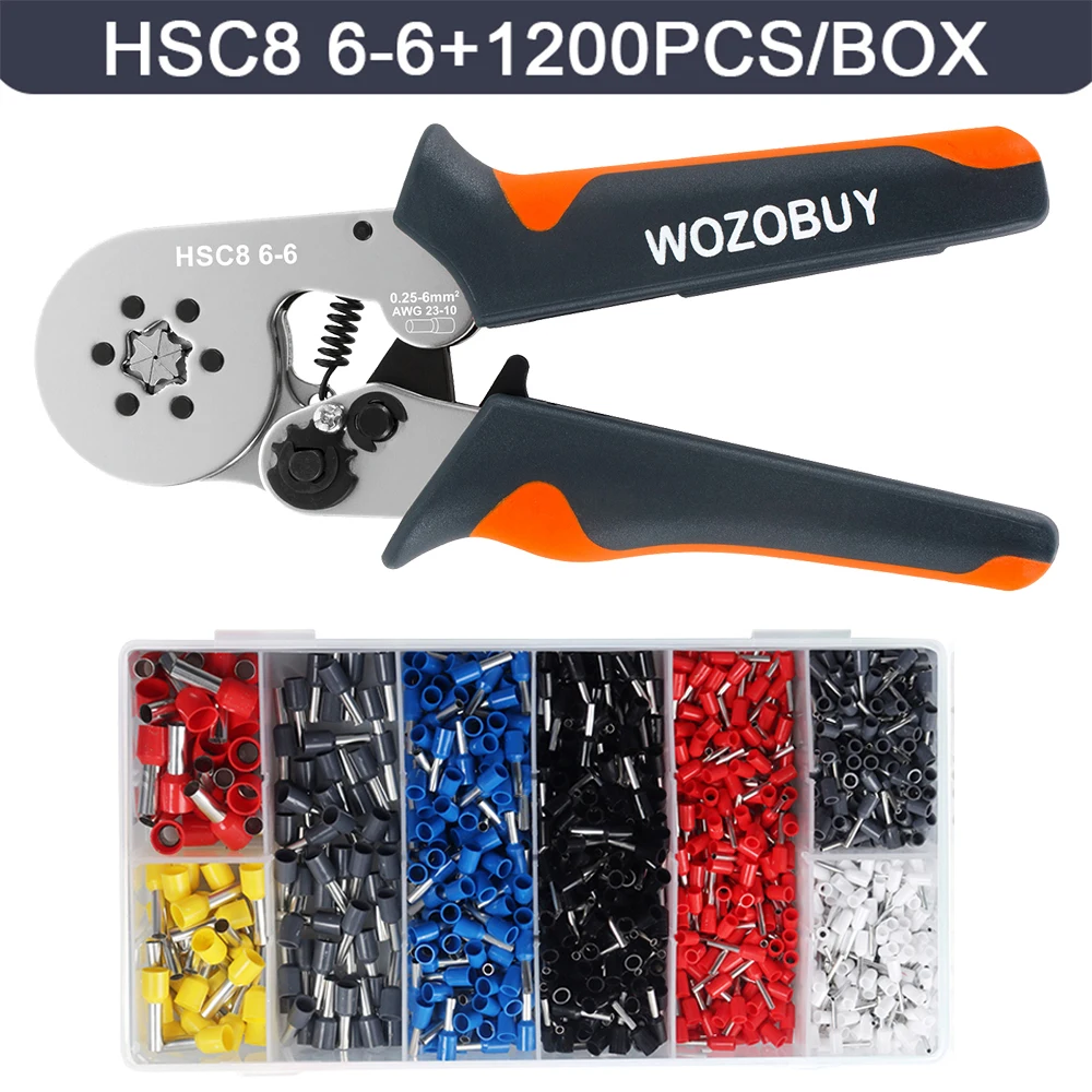 WOZOBUY Crimpwerkzeuge für Rohrklemmen, Mini-Handzange HSC8 6–4, 0,25–10 mm2, 23–7 AWG, 6–6, 0,25–6 mm2, hochpräzise Klemmsätze