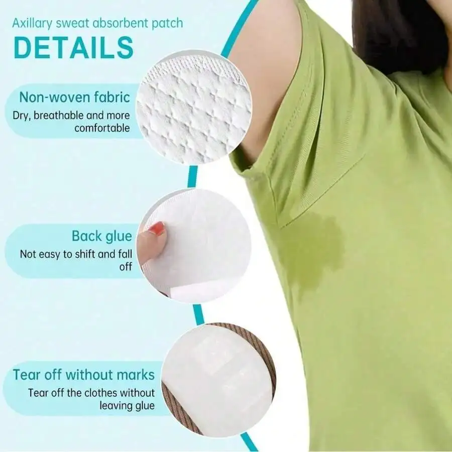 Moisture-Wicking Disposable Underarm Sweat Pads Breathable,Non-Trace, Leak-Proof Sweat Guards, Odor Control, for Outdoor Leisure
