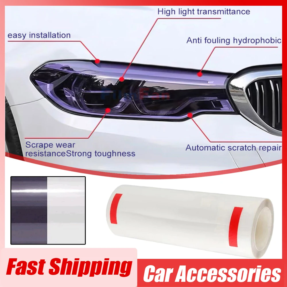 

1pc Universal Car Headlight UV Color Change Film Car Light Tinting Protection Film Car Taillight Photochromic Anti-scratch Film