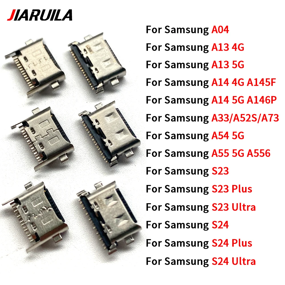 

50Pcs，USB Charger Port For Samsung S24 S23 Ultra Plus A55 A54 A52S A73 A14 A13 4G 5G A04 Micro USB Connector Charging Dock Jack