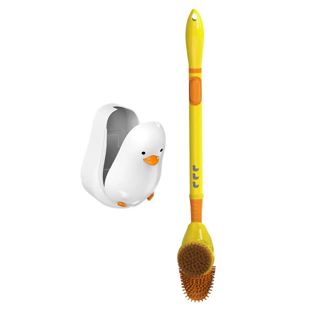 

1 set 1 Set Cute Cartoon Toilet Brush With Holder Liquid Press Design For Easy Bathroom Cleaning Bowl Scrubber Tools