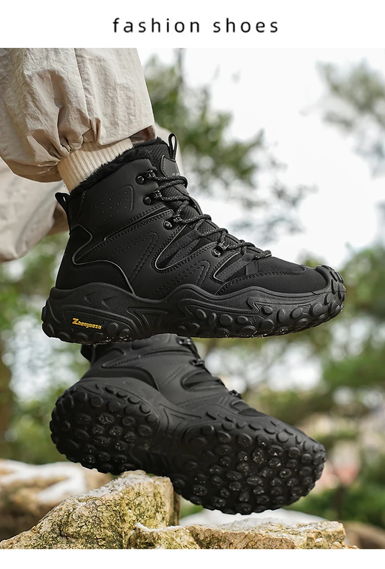 Herbst- und Winter-Herren-High-Top-Schuhe in Übergröße, Outdoor-Fleece-gefütterte Warme Schneesportschuhe, mit Komfortablem und Hautfreundlichem Futter, Hervorragender Griffigkeit, Geeignet für Outdoor-Aktivitäten und den Täglichen Arbeitsweg – Detail 12