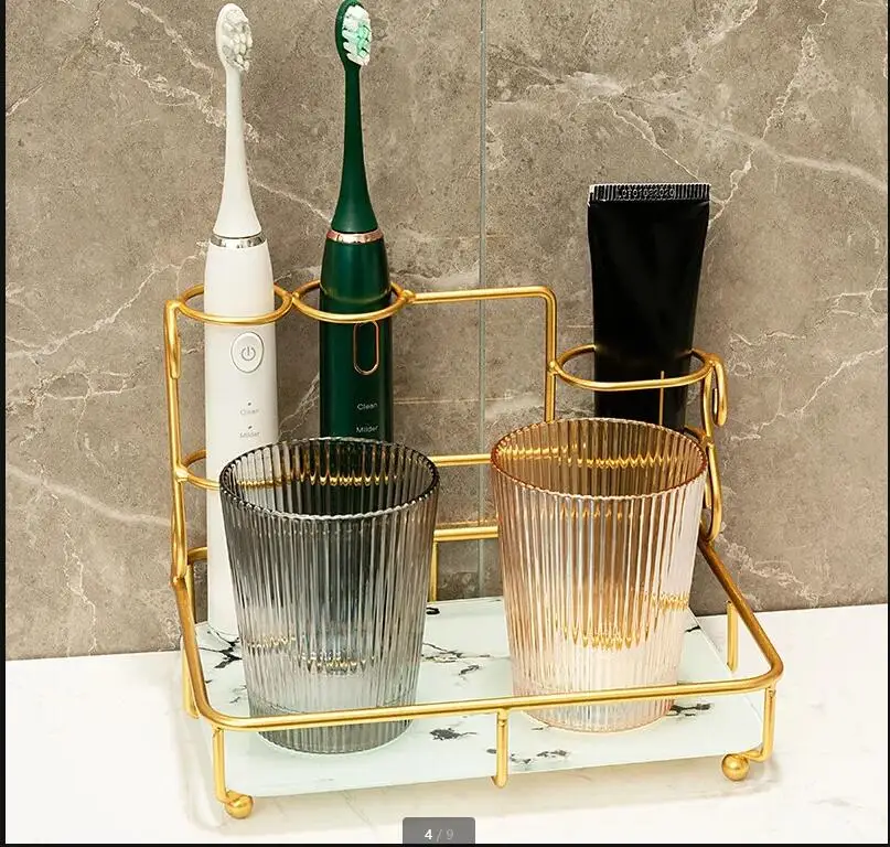 

Набор для мытья стекла в скандинавском стиле, держатель для электрической зубной щетки, набор чашек для полоскания рта, аксессуары для дома, ванной комнаты, полка