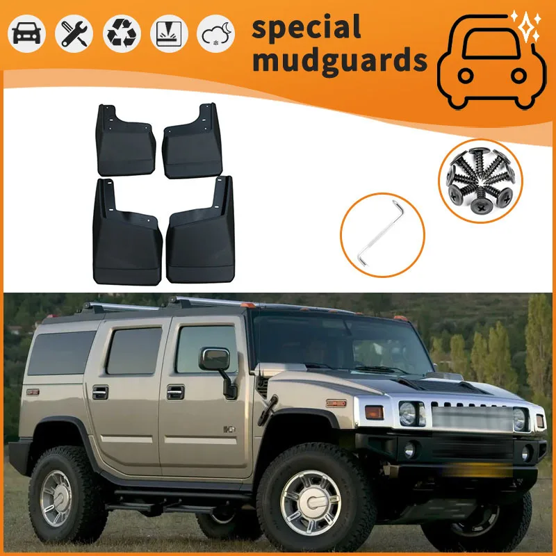 

For the 07-18 Hummer H2H3 Mudguards Fender Mudflaps Front Rear Flares Splash Guards Cover Car Accessorie