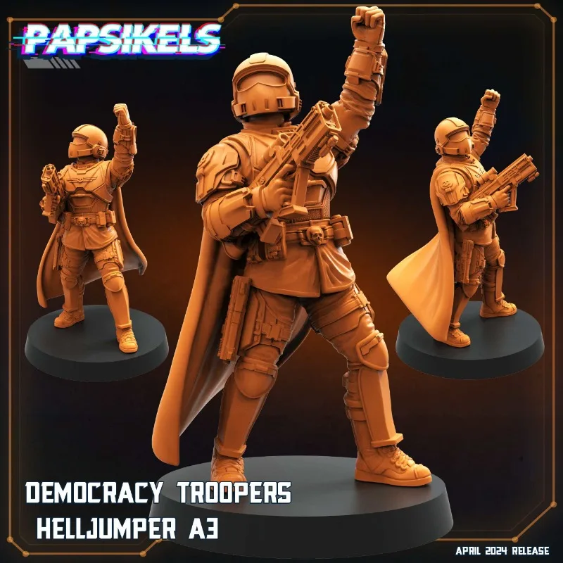 مجموعة جراج Helljumper A1 DIY - 2404scifi Democracy Troopers GK، لعبة زينة قابلة للجمع، مادة ABS، برتقالي-أحمر، هدية للرجال