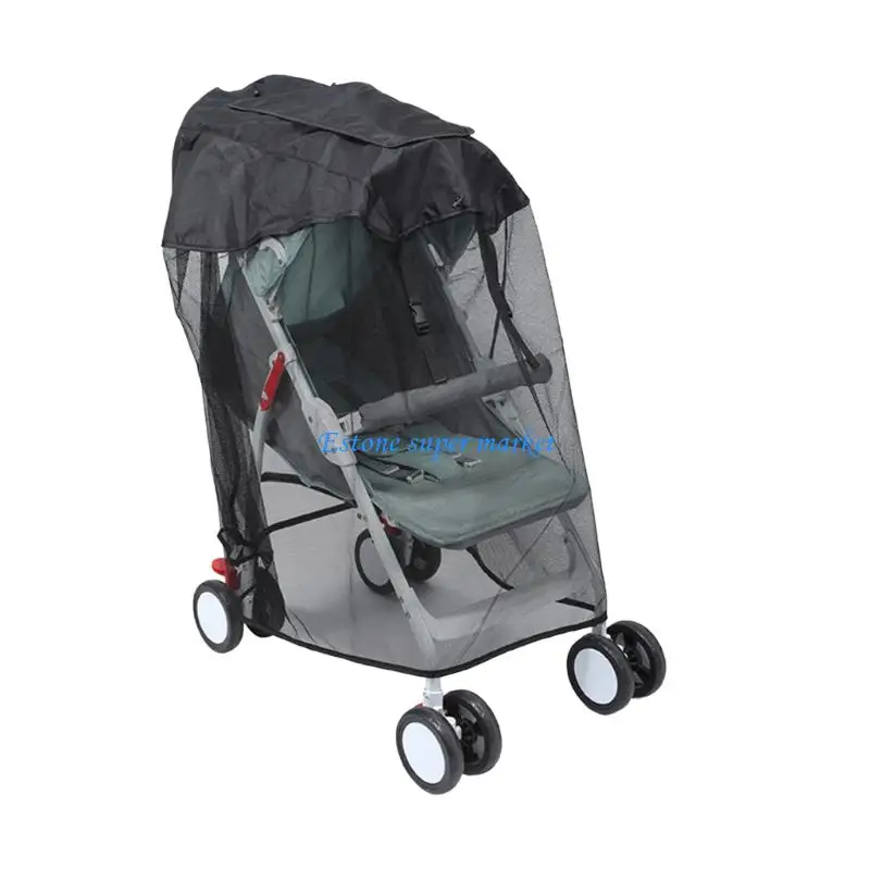 

090B Baby Strollers Sunshade Fly Net 2 In 1 Pushchair Sun Shade Canopy Protector