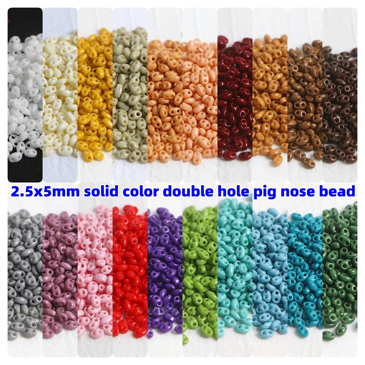125 Stück 2,5x5mm Ölfarben Einfarbige Doppelloch-Schweinenasen-Glasreisperlen DIY Glasperlen-Zubehör