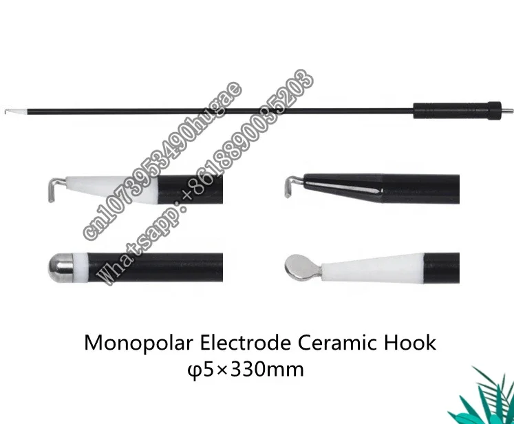 Medical Laparoscopic Instruments Suction Coagulator Hook Type Monopolar Electrode Ceramic Hook