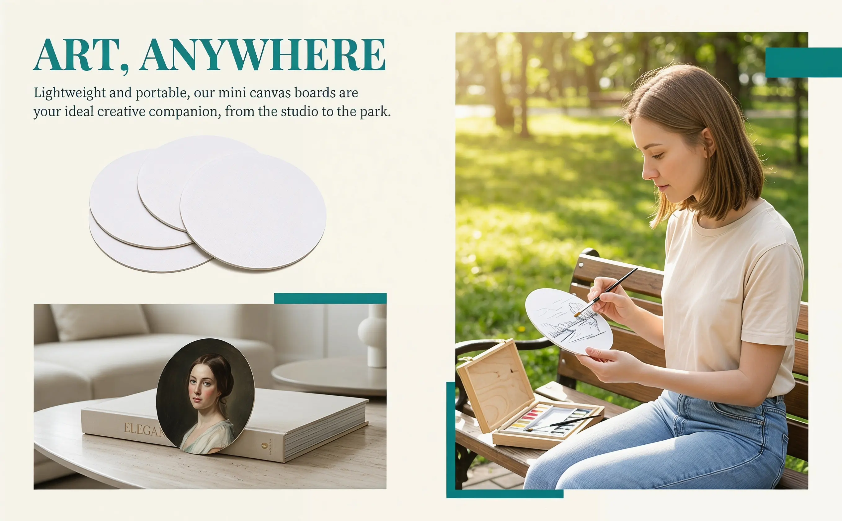 8Pcs 4 Inch Round Canvas Boards Oil Painting Supplies Blank Circular Canvas Panels Studio Outdoor Classroom Art Craft DIY