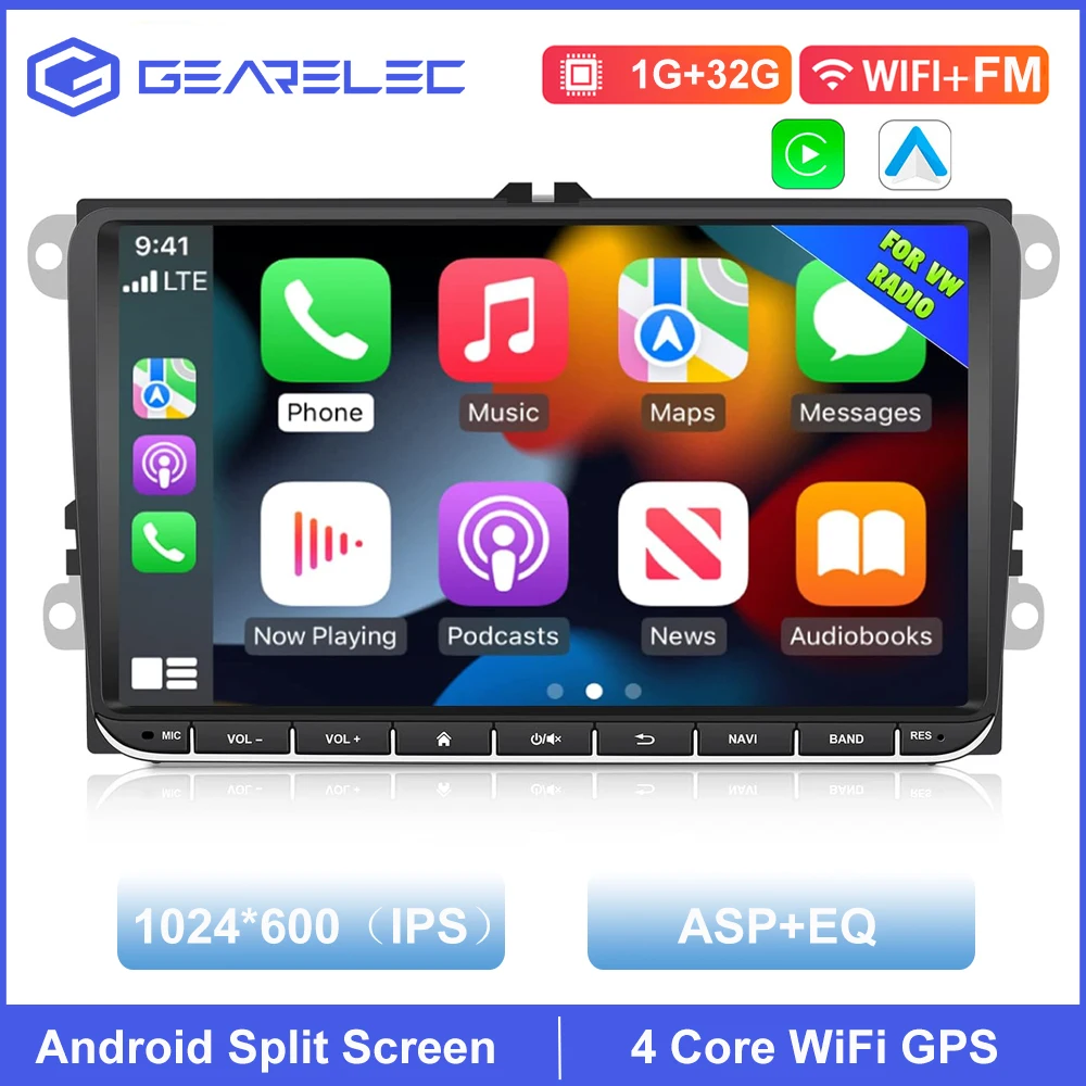 9 "Autoradio Android 13 Voor Vw Passat 6 7 Cc Polo Golf 5 6 Touran T5 Wifi Gps Navigatie Bt Wifi Split Screen Head Unit Fm Radio