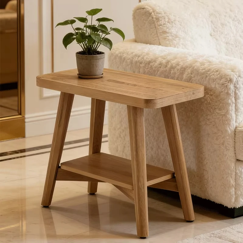 

#Home Bedroom Nightstand Small Table Mid-Century Bedside Shelf Sofa Double-Layer