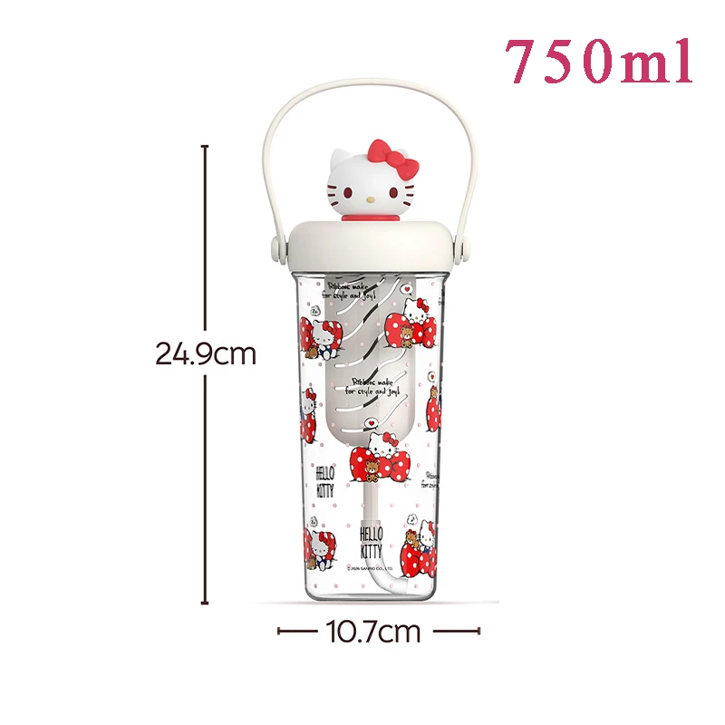 Sanrio Kids Water Bottle 750ml Large Capacity Cartoon Straw Cup with Tea Infuser Portable Leak‑proof Drinking Tumbler for Girls