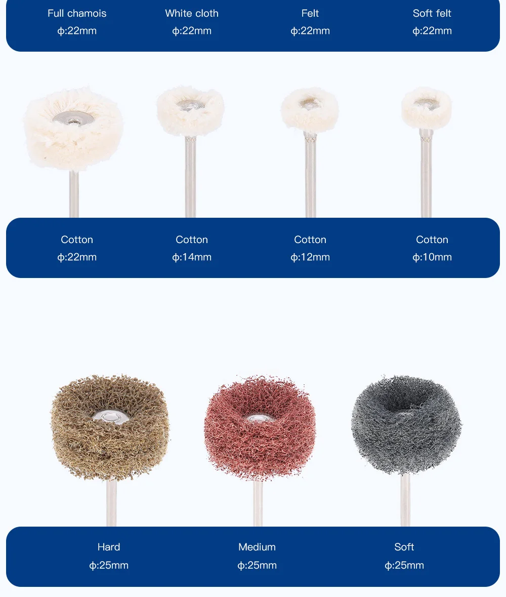 51-teiliges AZDENT Dental-Labor HP Polier-Set 2,35mm zum Schleifen von Keramik Porzellan Niedrigdrehzahl-Polierer Bürsten Fräser Scheiben für Zahnmedizin – Detail 4
