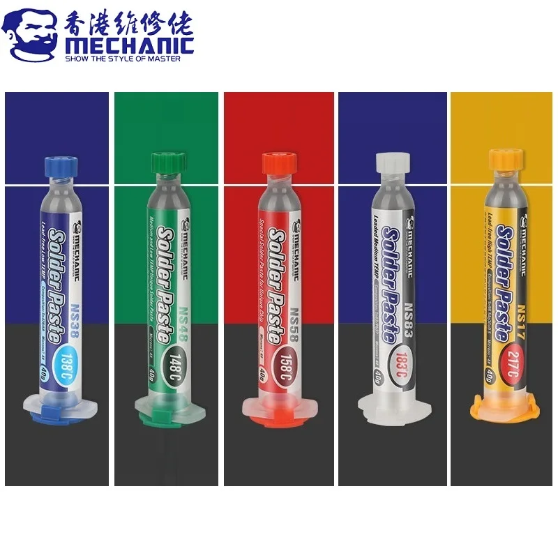 MECHANIC NS Series 40g Solder Tin Paste Syringe Soldering Flux Weld Paste DIY Repair Phone Chip PCB BGA SMT CPU LED Rework Tool