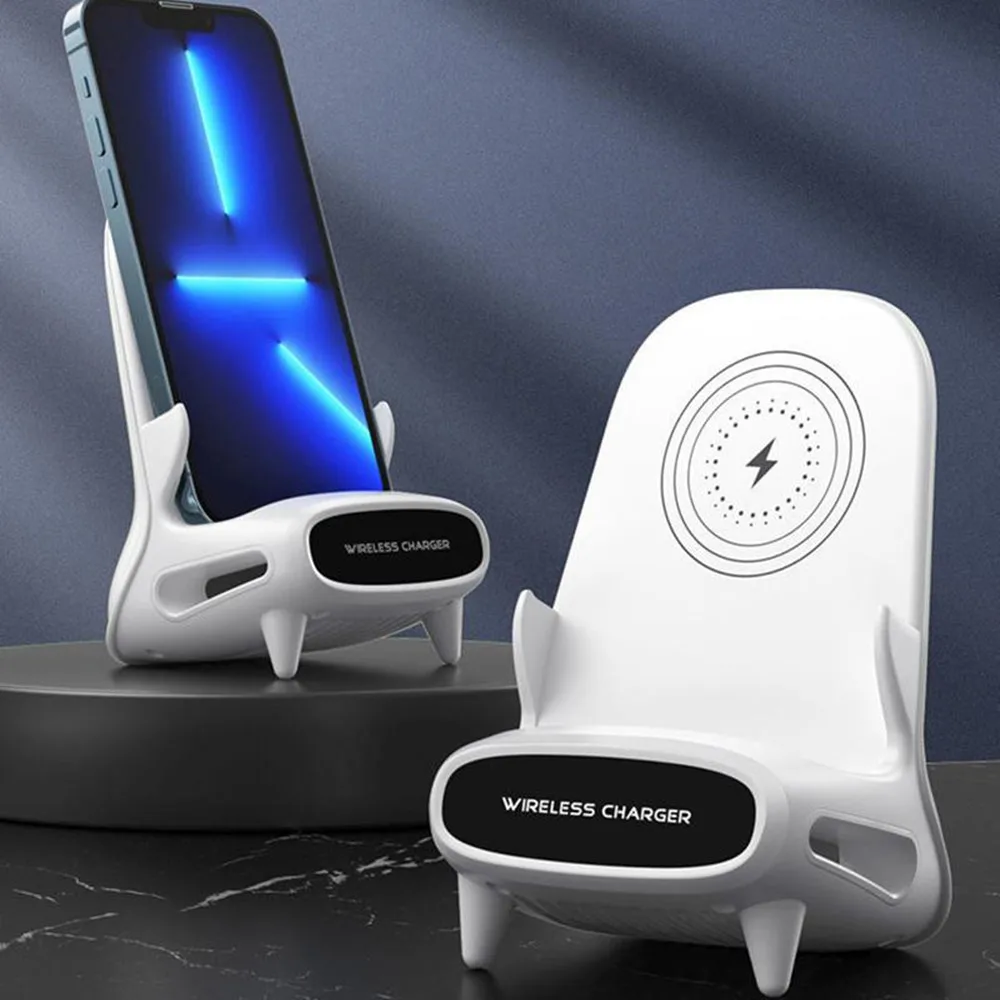 Chair 15W Desktop Smartphone Wireless Fast Charge Tablet Computer Mobile Phone Holder Stereo Chamber Pedestal USB Power Supply