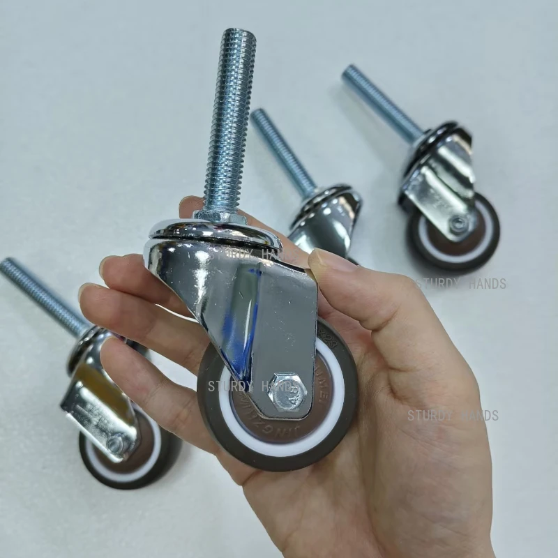 4 pieces of rotating rubber wheels M12x60mm threaded rod locking furniture shelf trolley wheels