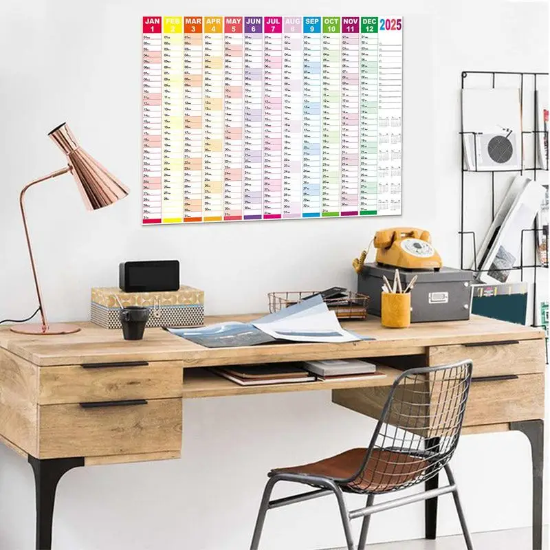 ปฏิทินติดผนัง 2025 12 เดือนประจําปี Wall Planner ปฏิทินครอบครัวตั้งแต่เดือนมกราคม 2025 ถึงธันวาคม 2025 Schedule Planner