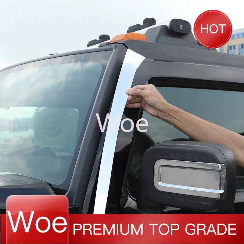 WoeFor Hummer H2 2003-2009 car styling Stainless steel Silver car windshield roof two side trim cover Stickers Car Accessories