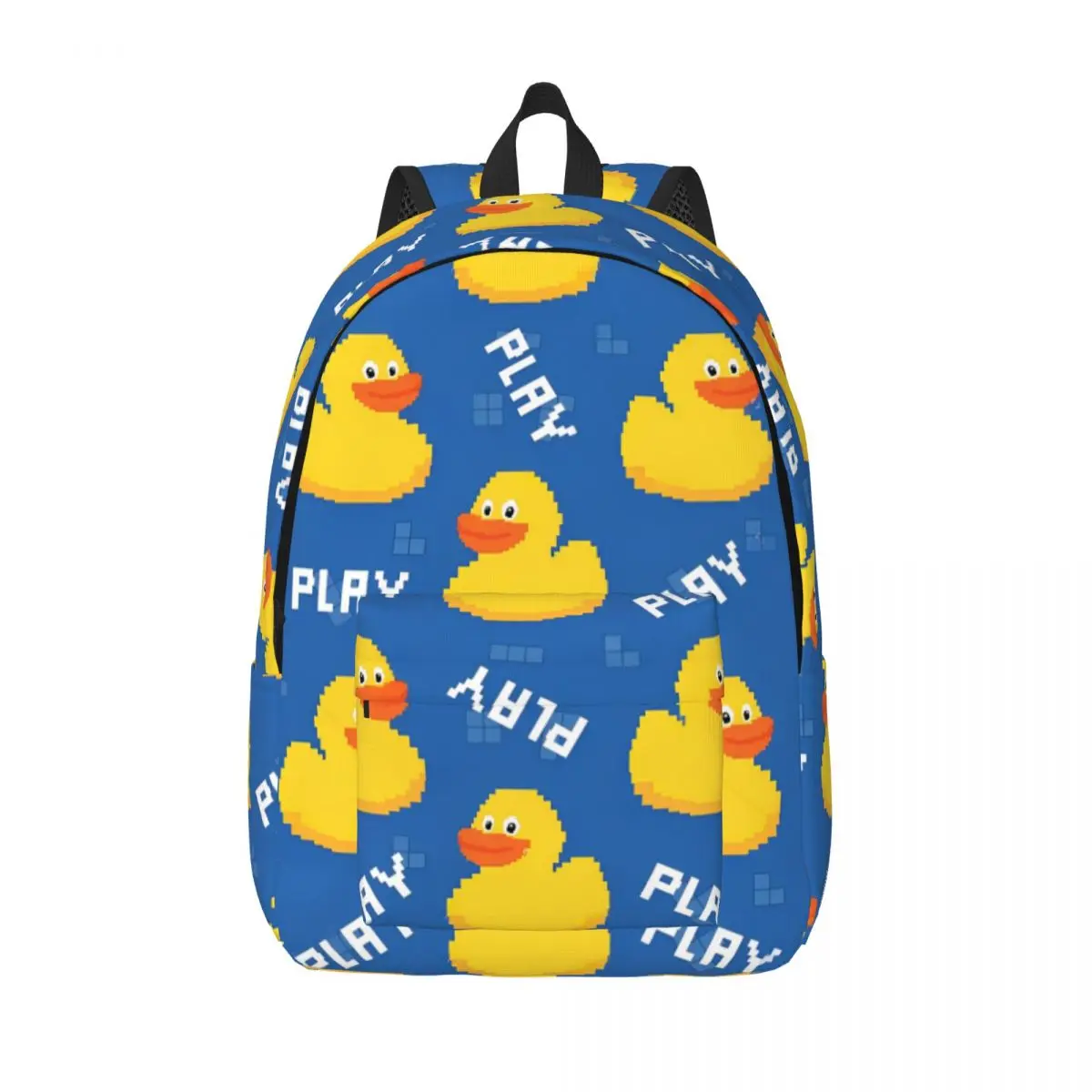

Cute Duck Play Cartoon Backpack for Men Women Fashion High School Work Daypack College Canvas Bags Durable