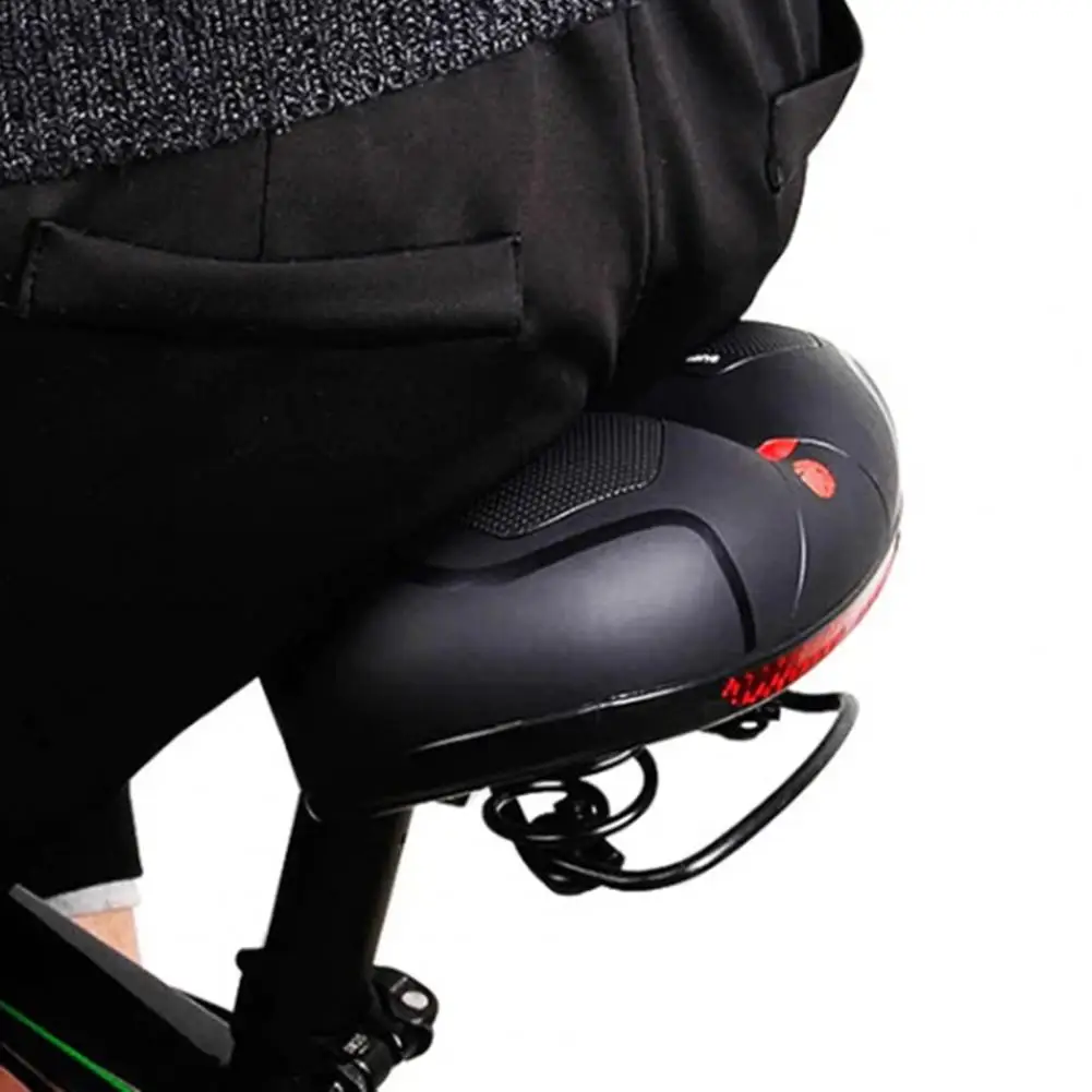 Ergonomic Bicycle Seat Memory Foam Cushioned Wide Bicycle Saddle with Shock Absorption Reflective Strip for Indoor/outdoor