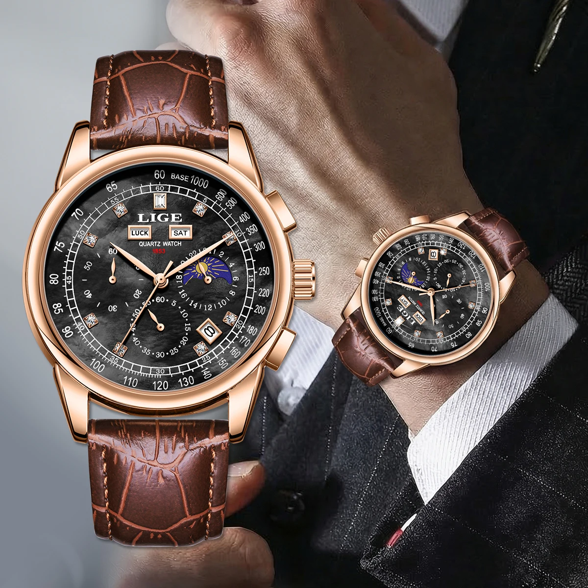 Lige Luxury Men's W…