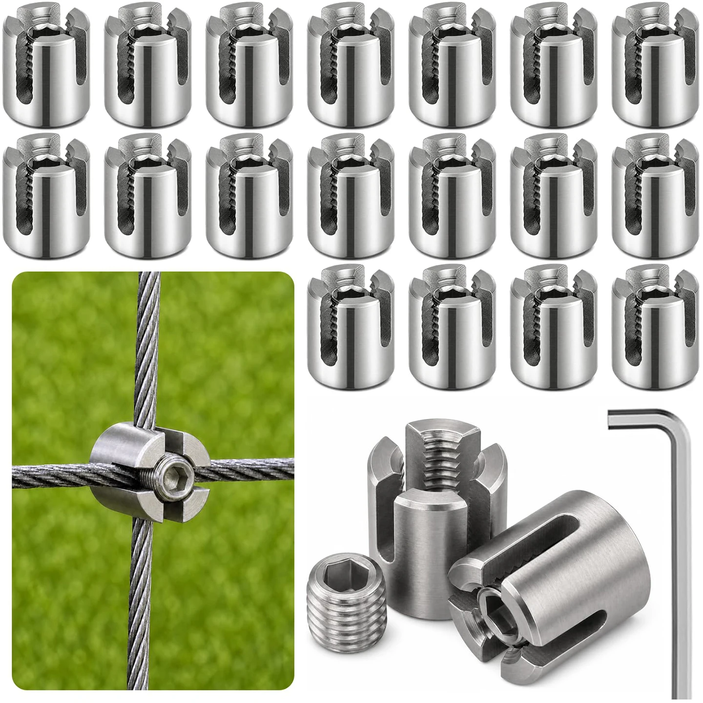 10 Pieces of 316 Stainless Steel Cable Cross Clamps, Suitable for 2-8mm Steel Cables and Pole Intersections