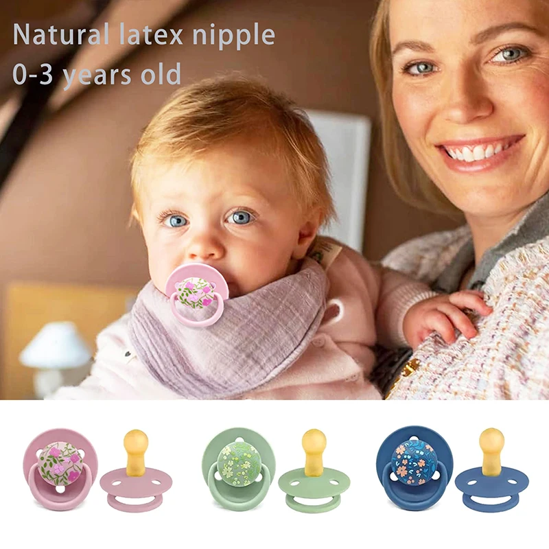 

Small Flower-shaped Dust Lid Pacifier – Natural Latex, mimics Breast Milk, Designed for Infants 0-3 Years, Macaron Print Gift