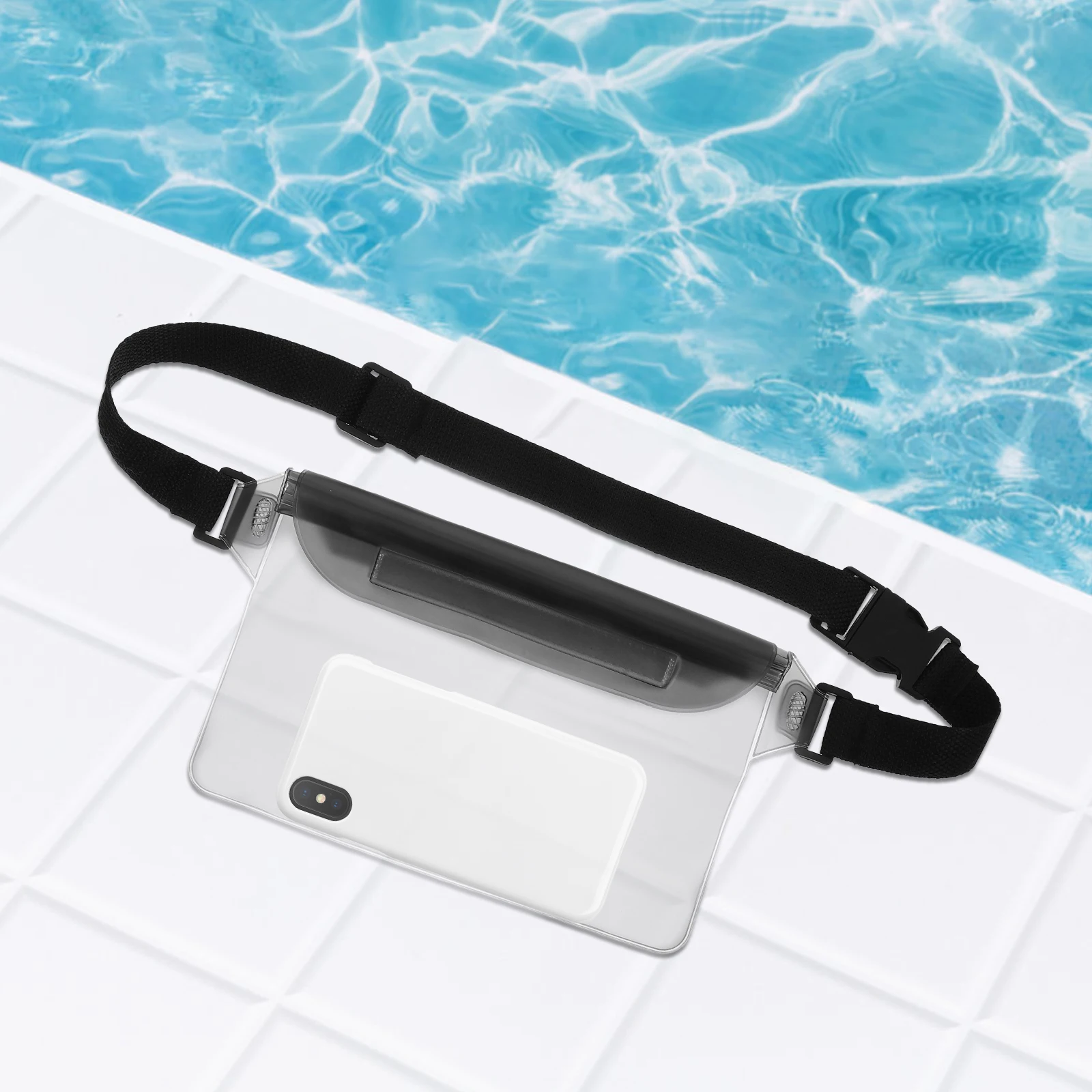 

2pcs Waterproof Phone Pouch with Adjustable Waist Belt PVC Material Hands-Free Carry for Outdoor Activities Sport for Men