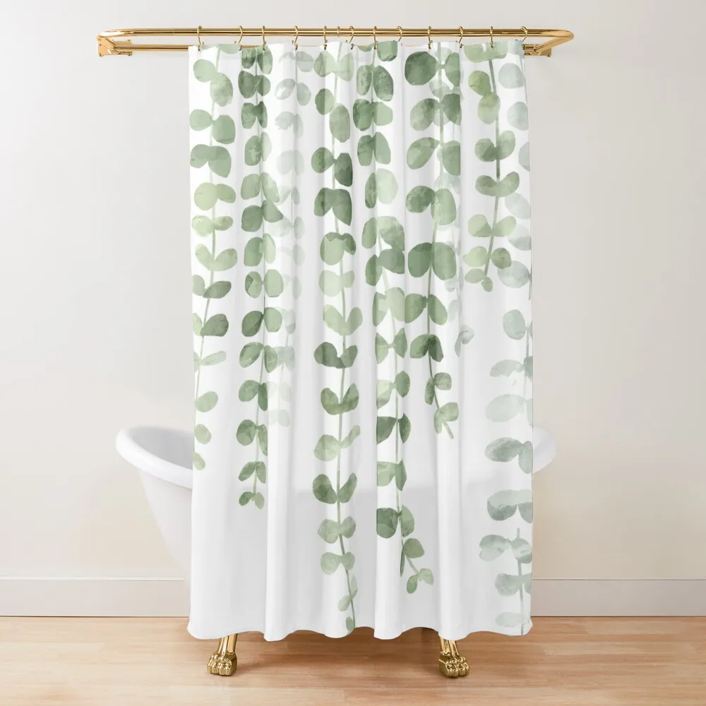 

Eucalyptus Watercolor Shower Curtain Shower For Bathrooms Window Toilet Accessories Bathroom Bathroom Box Curtain