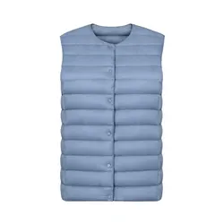 New Autumn Women White Duck Down Vest Ultra Light Down Vest Jacket Winter Round Collar Peter Pan Slim Sleeveless Coat